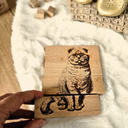 Drewniane puzzle - Deseczki - Kot/ Kaczka