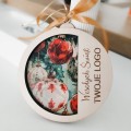 Drewniana bombka na choinkę z logo. Świąteczna ozdoba personalizowana