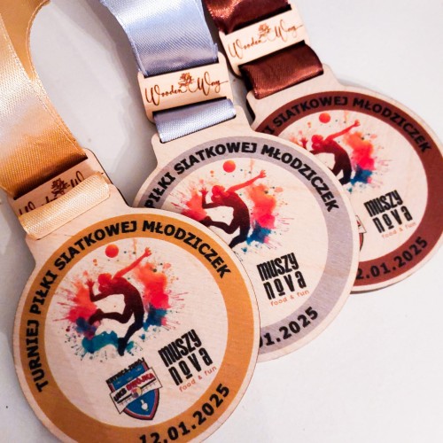 Drewniany medal kolorowy personalizowany