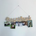 Drewniany napis na ścianę Wooden Way z klamerkami