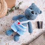 Przytulanka Pluszak. Niedźwiadek. Niebieski 34 cm