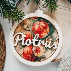 drewniana bombka na choinkę